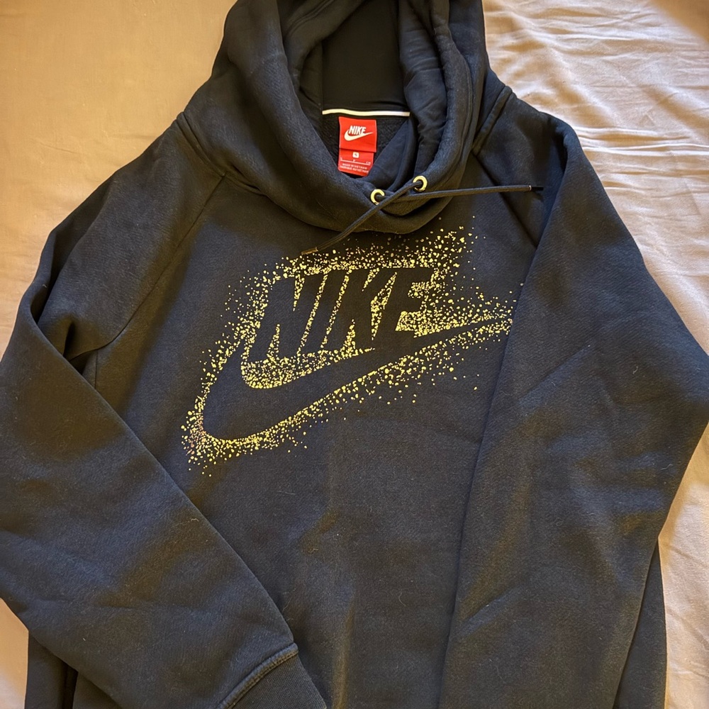 Women’s Nike Black Funnel-neck Hoodie with Gold Logo Size Small